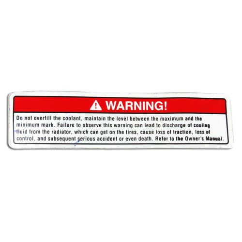 Warning Label "Warning: Do not Overfill Coolant..." Vespa GTS