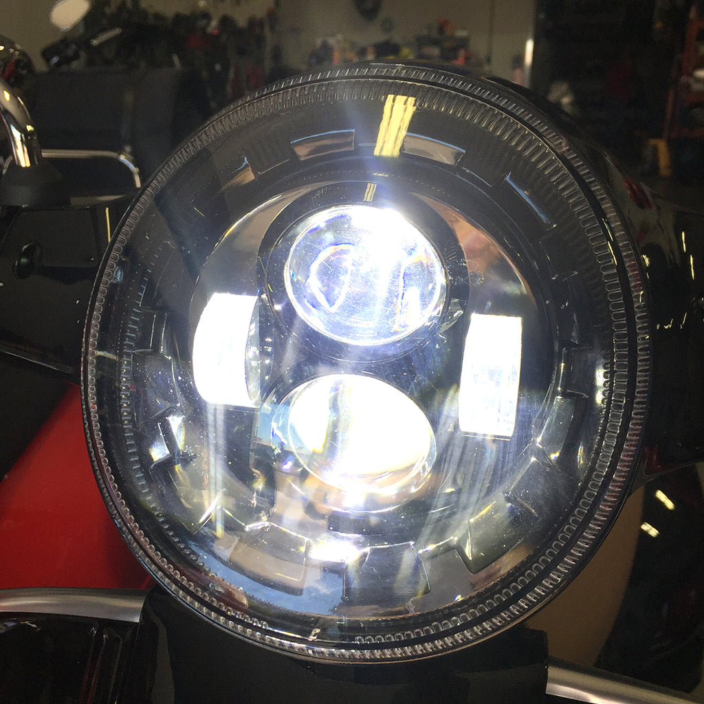 GTS LED BLACK PROJECTOR HEADLIGHT W/RUNNING LIGHT VESPA GTS SUPER 2005-2019 (WILL ALSO WORK FOR GT200)