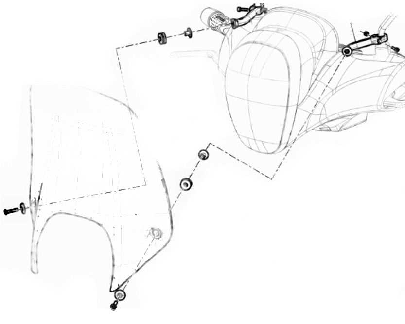 OEM STOCK WINDSHIELD HARDWARE KIT BV350 ALL YEARS (see 674508 for WINDSHIELD)