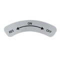 STICKER "RES-ON-OFF", FOR VESPA ALL MODELS, SILVER, L=50MM, W=11MM, ABOVE FUEL TAP LEVER, FOR FUEL TAP POSITION (STELLA)