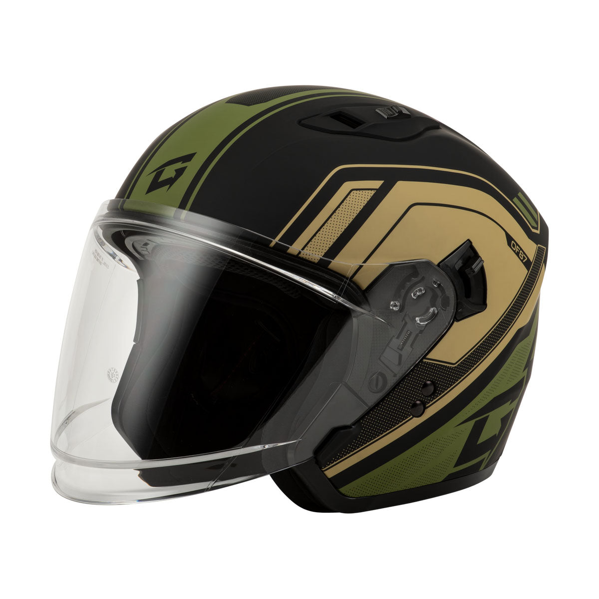 OF-87 DUKE GMAX  HELMET W/LED LIGHT MATTE TAN GREEN