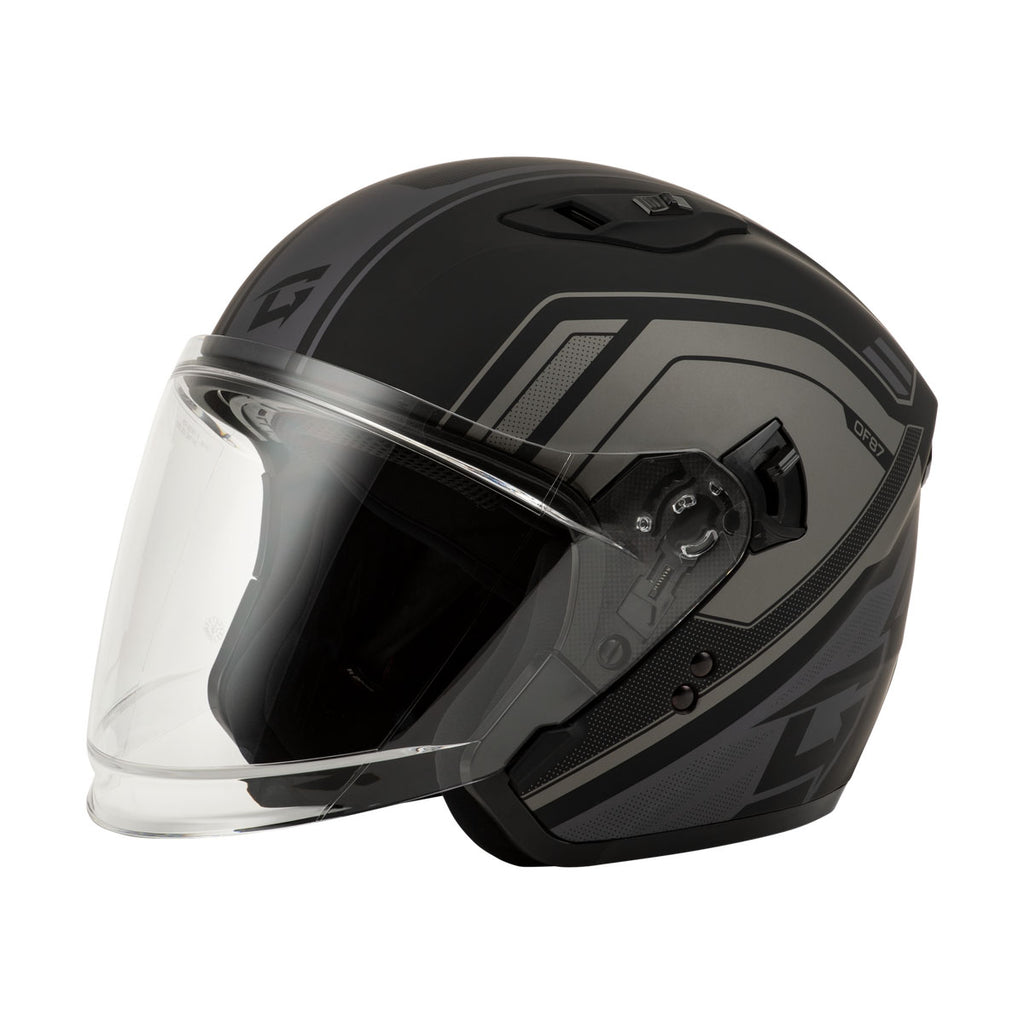 OF-87 DUKE GMAX HELMET W/LED LIGHT MATTE BLACK AND GREY