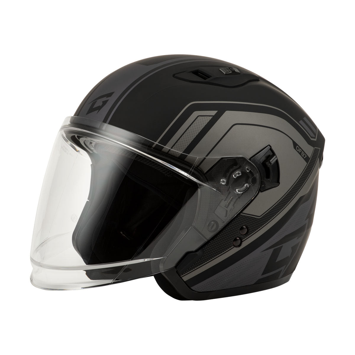 OF-87 DUKE GMAX HELMET W/LED LIGHT MATTE BLACK AND GREY
