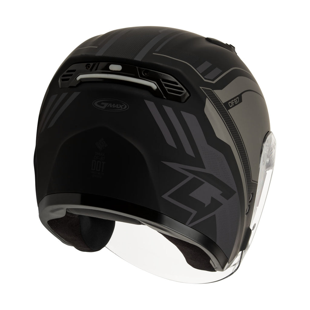 OF-87 DUKE GMAX HELMET W/LED LIGHT MATTE BLACK AND GREY