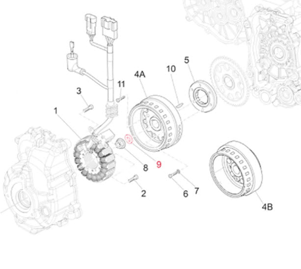 WASHER BEHIND FLYWHEEL NUT - 250/300CC Vespa & Piaggio