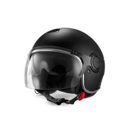 VESPA ARGENTARIO JET HELMET W/TINTED INNER SUN SHADE NERO CONVINTO MATTE BLACK DOT APPROVED