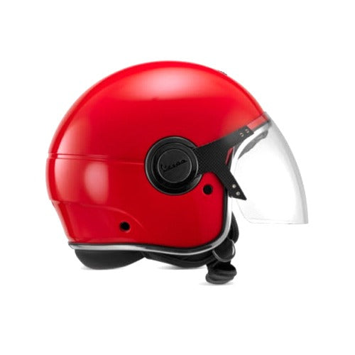 VESPA ARGENTARIO JET HELMET W/TINTED INNER SUN SHADE ROSSO CORAGGIOSO DRAGON RED DOT