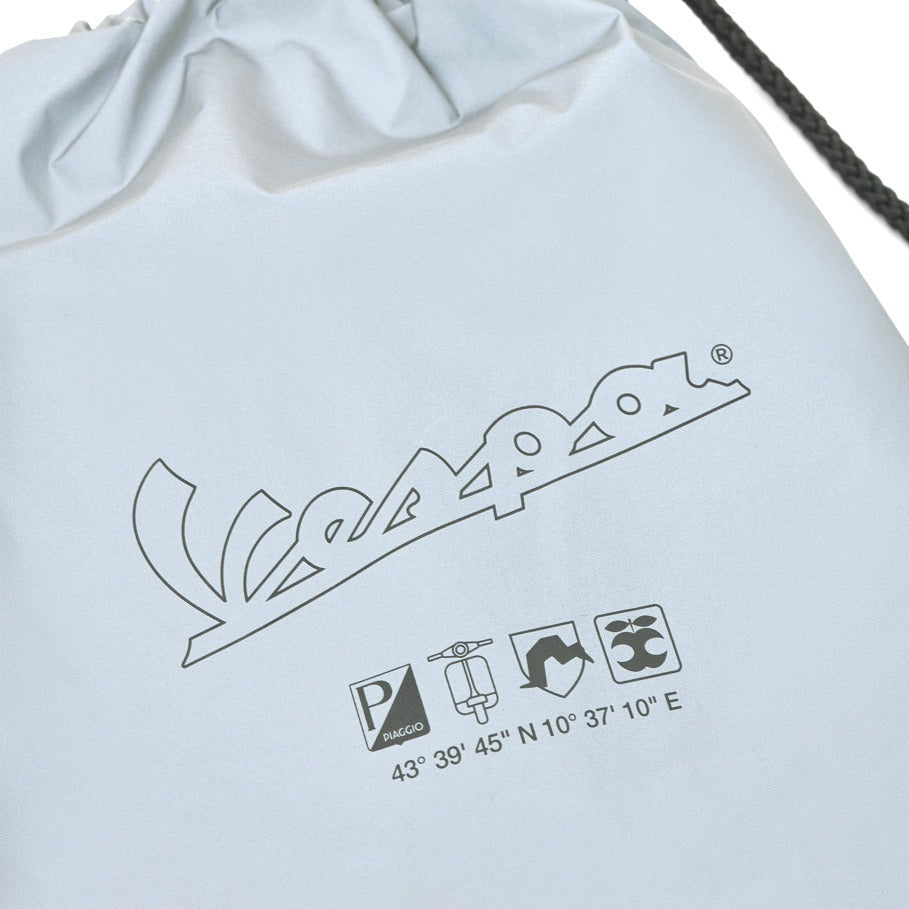 VESPA DEC NYLON DRAWSTRING BACKPACK BAG BLADE (RELECTIVE) WITH BLACK VESPA SCRIPT **SUPER SALE**