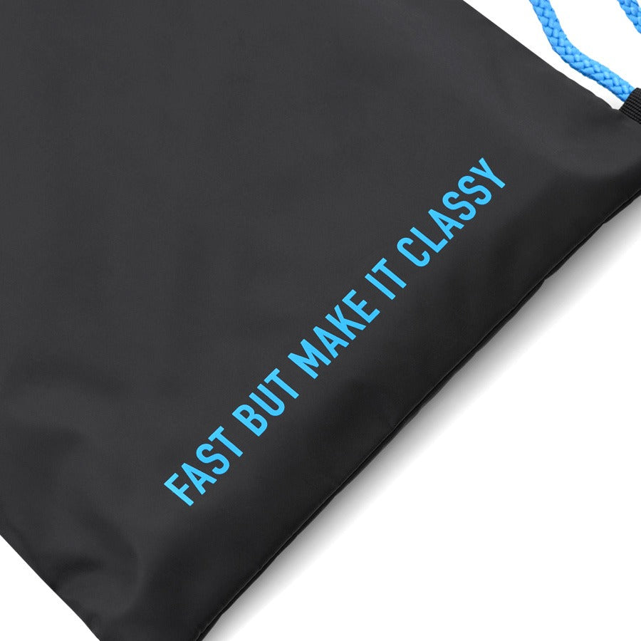 VESPA DEC NYLON DRAWSTRING BACKPACK BAG BLACK WITH BLUE VESPA SCRIPT **SUPER SALE**