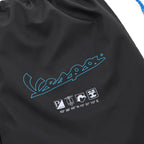 VESPA DEC NYLON DRAWSTRING BACKPACK BAG BLACK WITH BLUE VESPA SCRIPT **SUPER SALE**