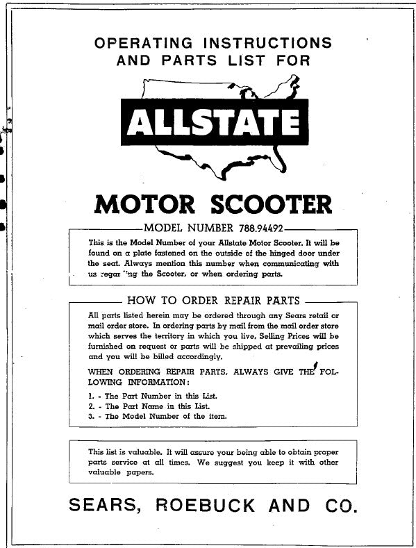 PARTS BOOK ALLSTATE  788.94492 1957