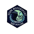 VESPA MOTORSPORT 80TH HEXAGON PATCH WITH HELMET "KEEP ROLLING"