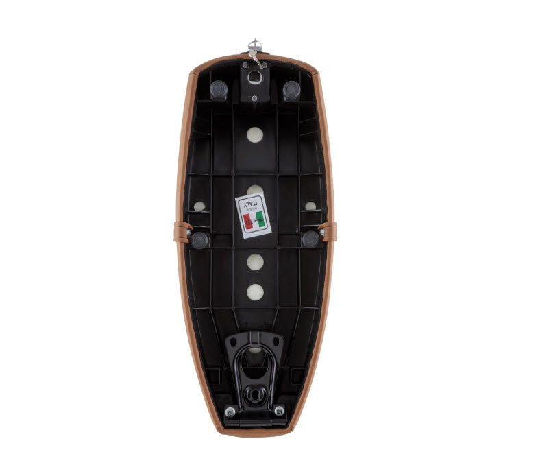 SEAT W/ PLASTIC SEAT FRAME AND FOAM TAN COVER VESPA PX STELLA (CM0278020054)