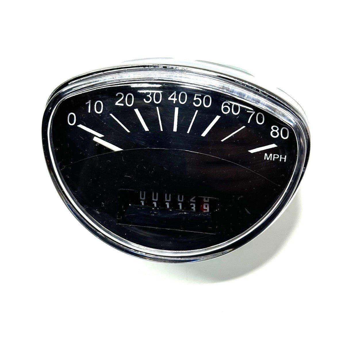 BLACK FACE 80MPH SPEEDO RALLY, SPRINT, SMALL FRAME (METAL NO PIAGGIO LOGO) VSE VLB 121052