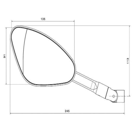 RIGHT RIZOMA GENESI RH MIRROR BLACK (RBS887B MOUNT NOT INCLUDED) VESPA **CLOSEOUT**
