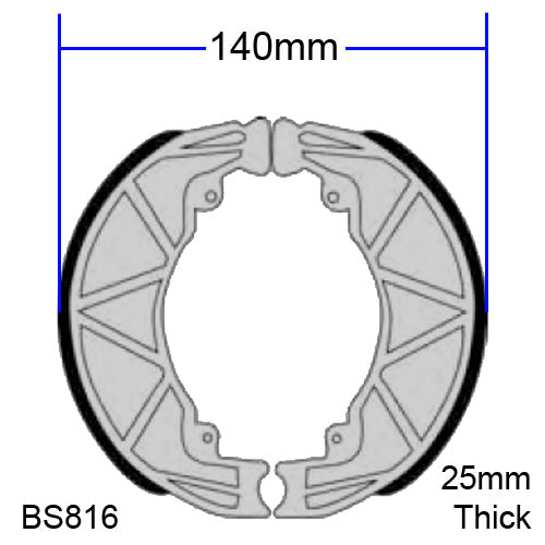 AFTERMARKET REAR BRAKE SHOES PAIR FOR ALL LARGE REAR DRUM - SPRINT PRIMAVERA 150 LT50/150 FLY50/150