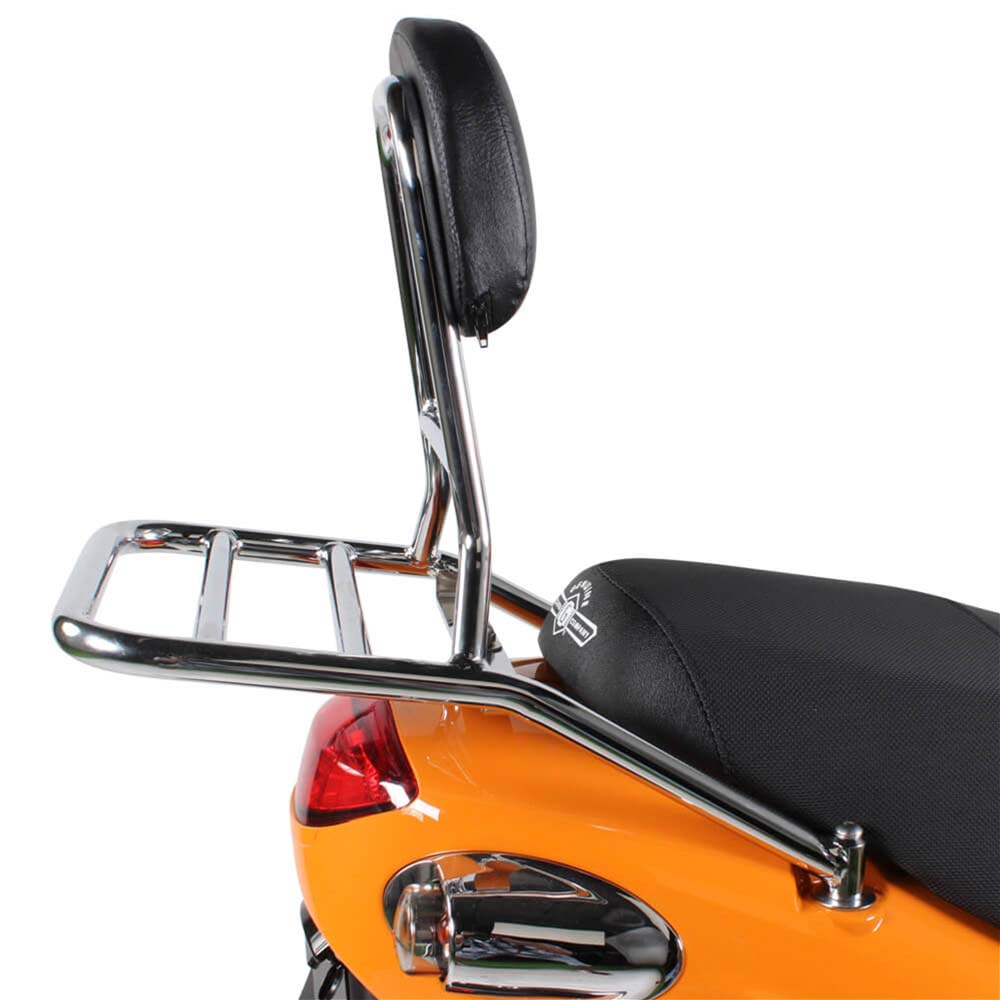 BUDDY CHROME REAR RACK WITH PASSENGER BACK REST.  - 50-170CC ALL BUDDY