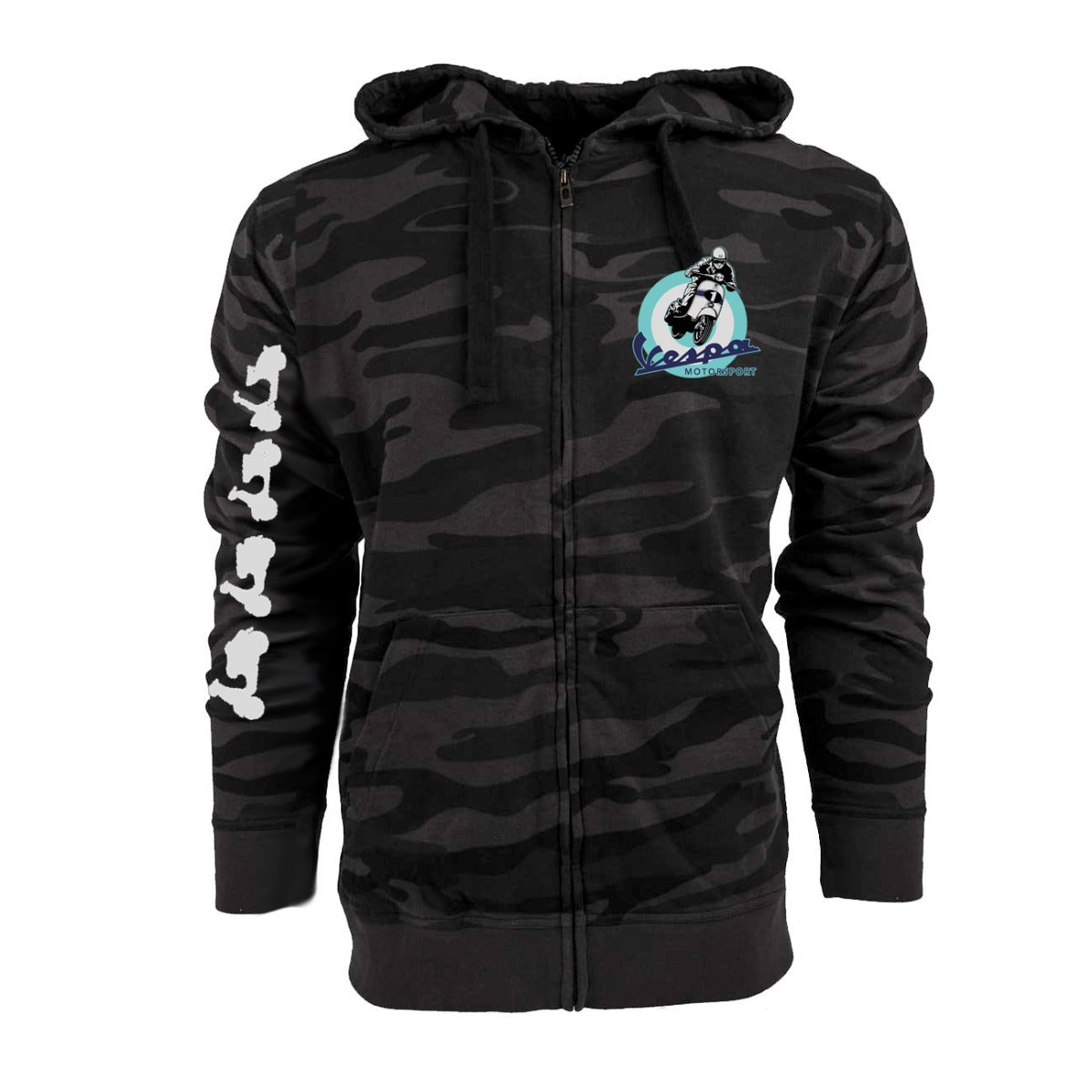 CAMOUFLAGE VESPA MOTORSPORT HOODIE 100% COTTON **CLOSEOUT**