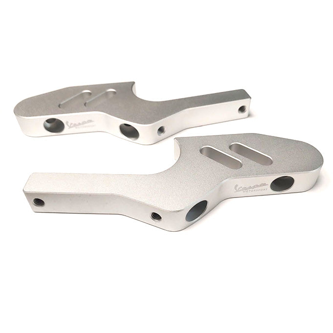 **SILVER** VESPA MOTORSPORT CNC MACHINED PASSENGER FOOTPEG EXTENDERS-GT/GTS/SUPER/GTV/HPE2