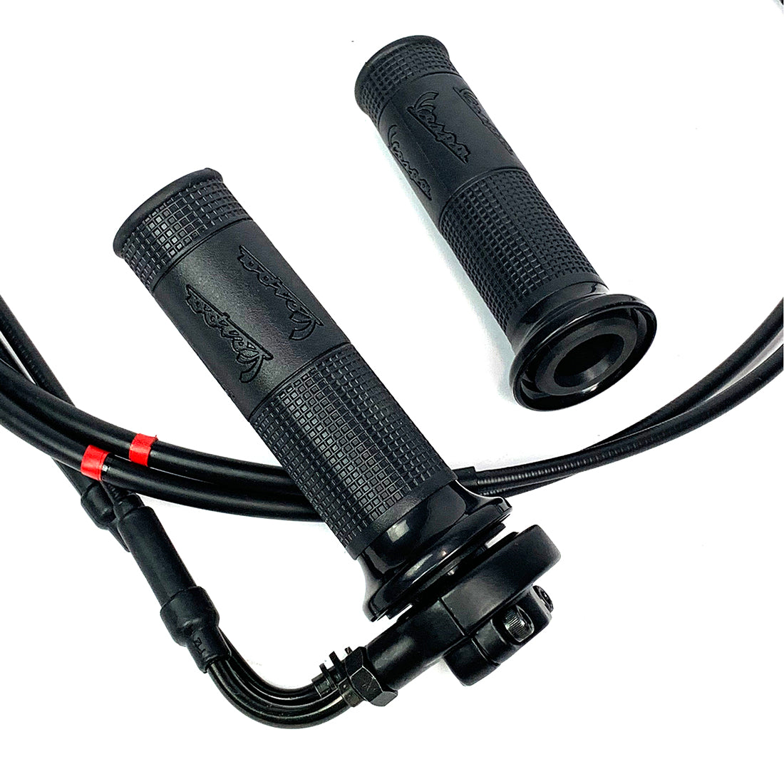 THROTTLE CABLES WITH TWIST TUBE & BLACK COLLAR GRIPS GTS NOTTE (CM083808 CM083807)
