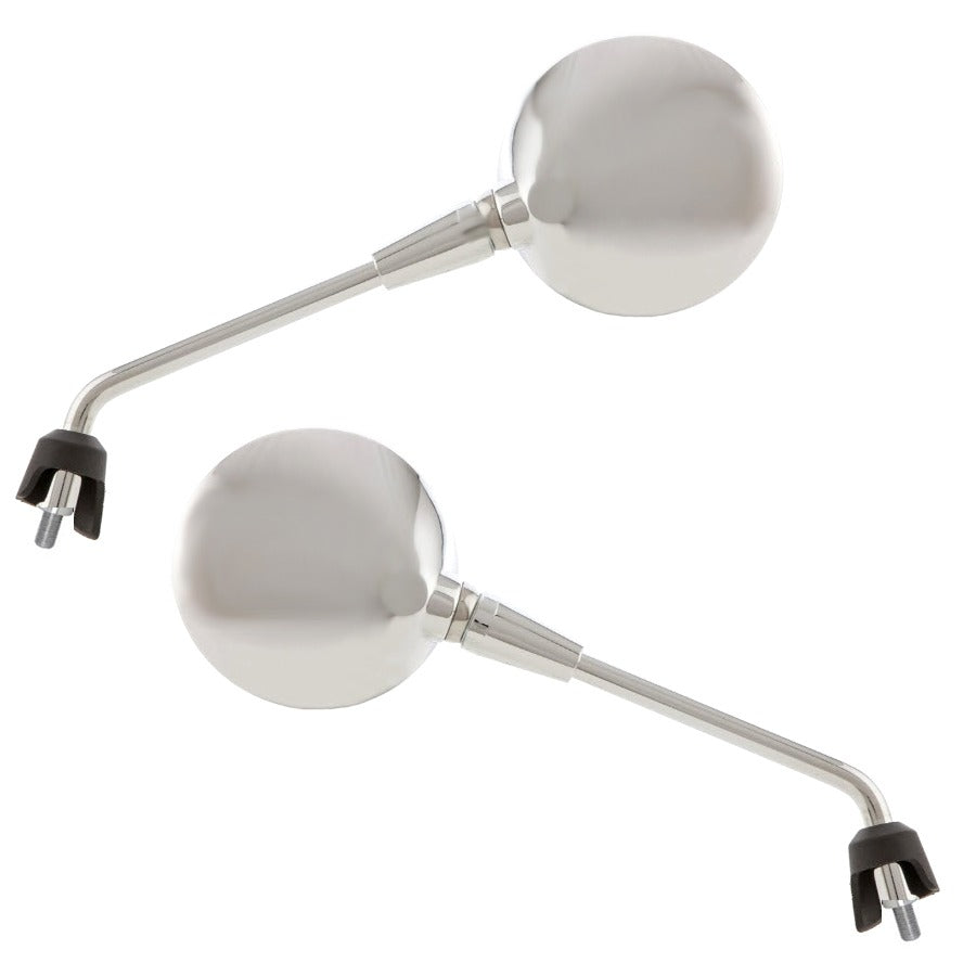 *CHROME* ROUND MIRROR 10MM PAIR 2024 VESPA PRIMAVERA 50/150 (WILL ALSO FIT GTS HPE2 AND GTS310) (1B011663R)