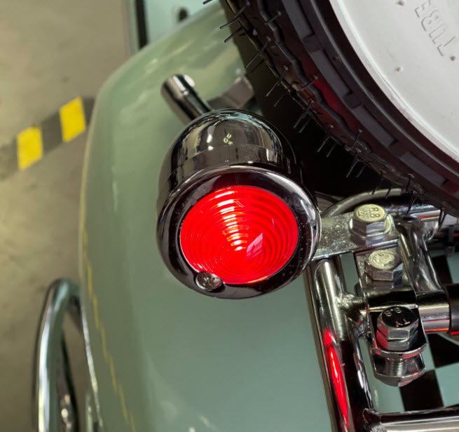 2" CHROME REAR LEFT BULLET RUNNING LIGHTS WITH RED LENS