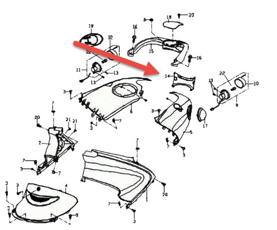BUDDY REAR BODY COVER (ABOVE TAILLIGHT) LT BLUE
