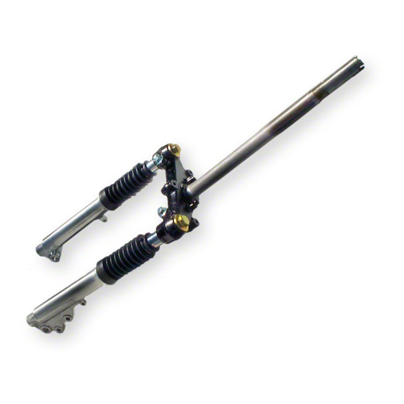 COMPLETE BUDDY 125-150 FRONT FORK ASSY - INCLUDES TRIPLE CLAMP AND FORK TUBES (SILVER) (GP644C200000)