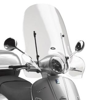 GIVI LARGE WINDSHIELD VESPA LX/GT/GTS/SUPER/HPE2 150-300CC (INCLUDES A104A HARDWARE)
