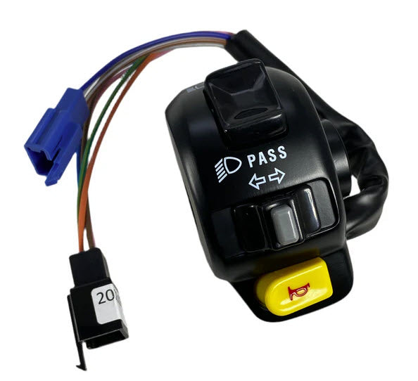 BLACK LEFT (LH) HANDLEBAR SWITCH ASSY TURN SIGNAL, HEADLIGHT, HORN - BUDDY KICK BLUR 220 HOOLIGAN