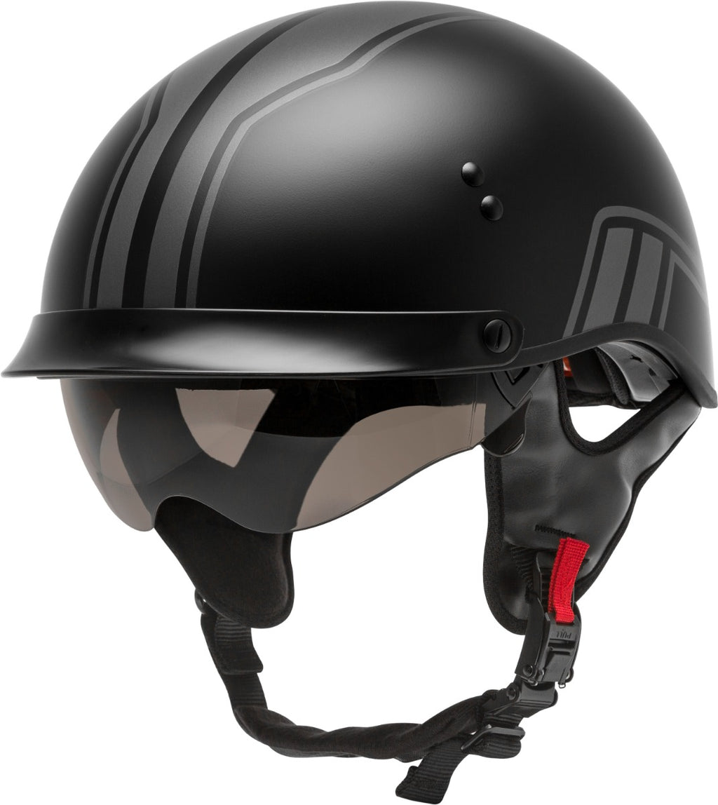 GMAX HH-65 HALF HELMET FULL DRESSED TWIN MATTE BLACK/SILVER