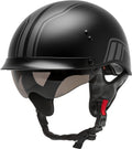 GMAX HH-65 HALF HELMET FULL DRESSED TWIN MATTE BLACK/SILVER