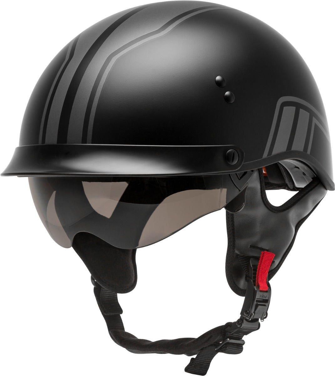 GMAX HH-65 HALF HELMET FULL DRESSED TWIN MATTE BLACK/SILVER