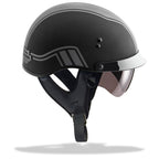 GMAX HH-65 HALF HELMET FULL DRESSED TWIN MATTE BLACK/SILVER
