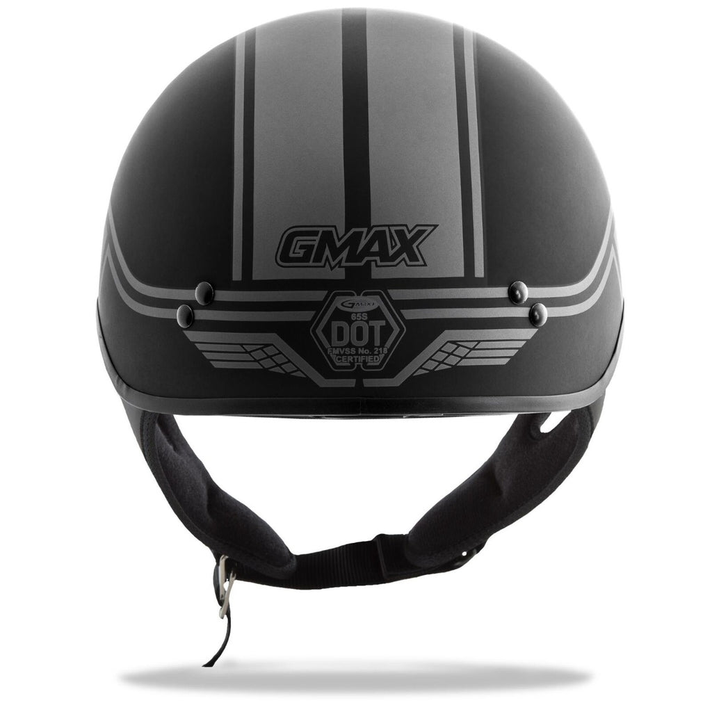 GMAX HH-65 HALF HELMET FULL DRESSED TWIN MATTE BLACK/SILVER