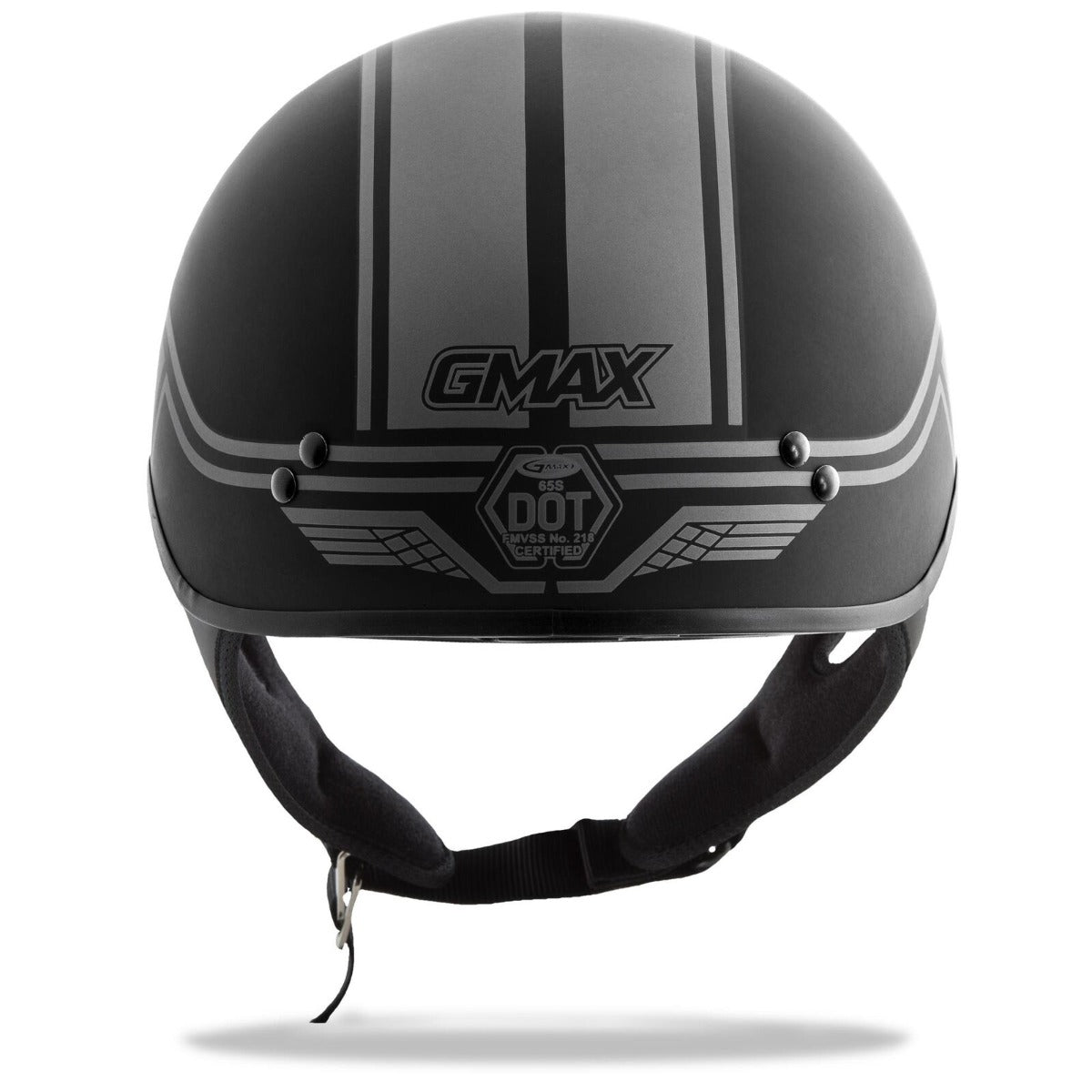 GMAX HH-65 HALF HELMET FULL DRESSED TWIN MATTE BLACK/SILVER