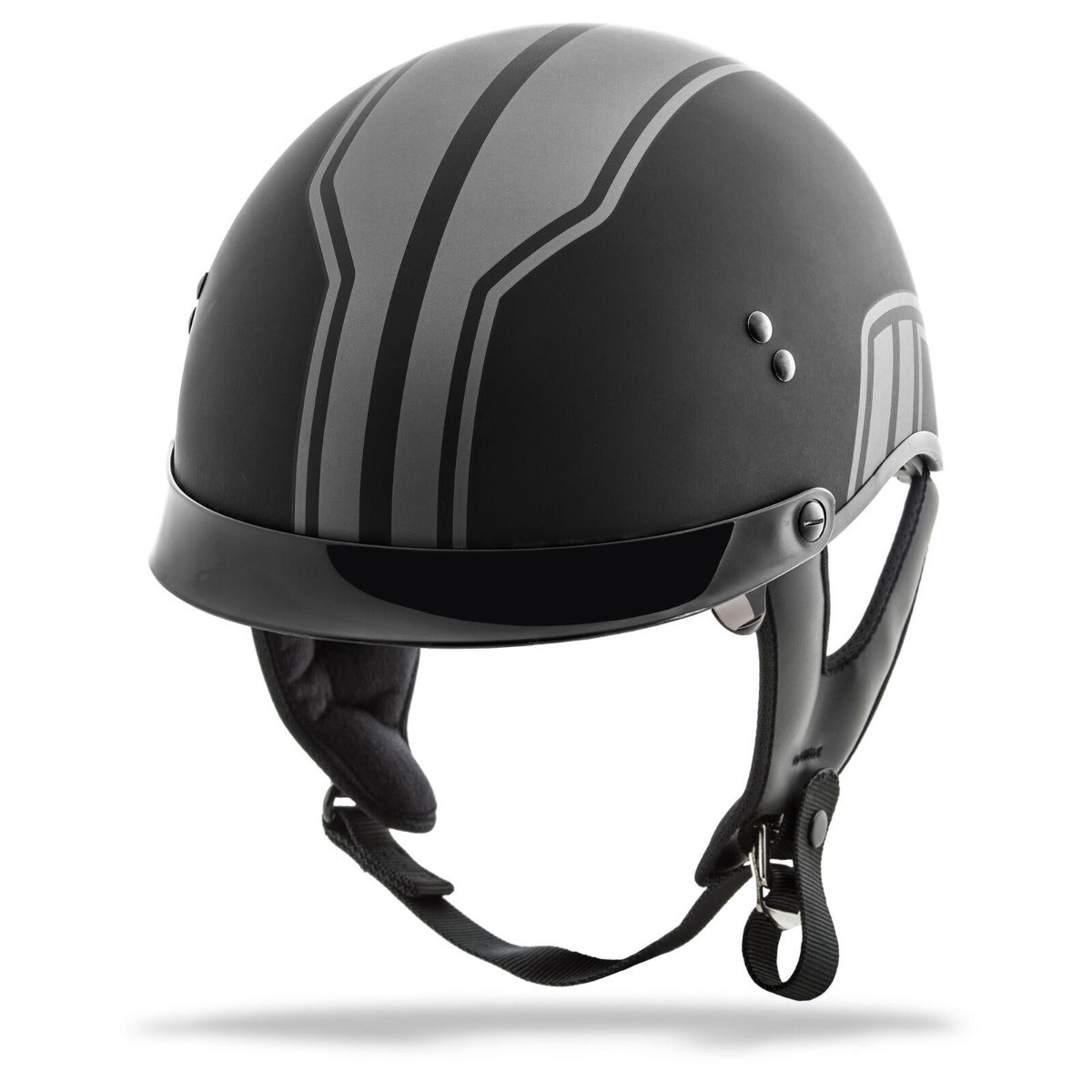 GMAX HH-65 HALF HELMET FULL DRESSED TWIN MATTE BLACK/SILVER