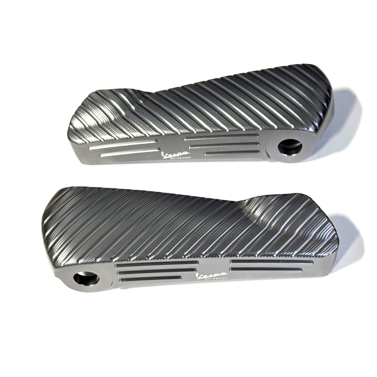 PAIR OF GRAY ANODIZE CNC VMS CUSTOM FOOT PEGS VESPA GT/GTS/SUPER/GTV/HPE