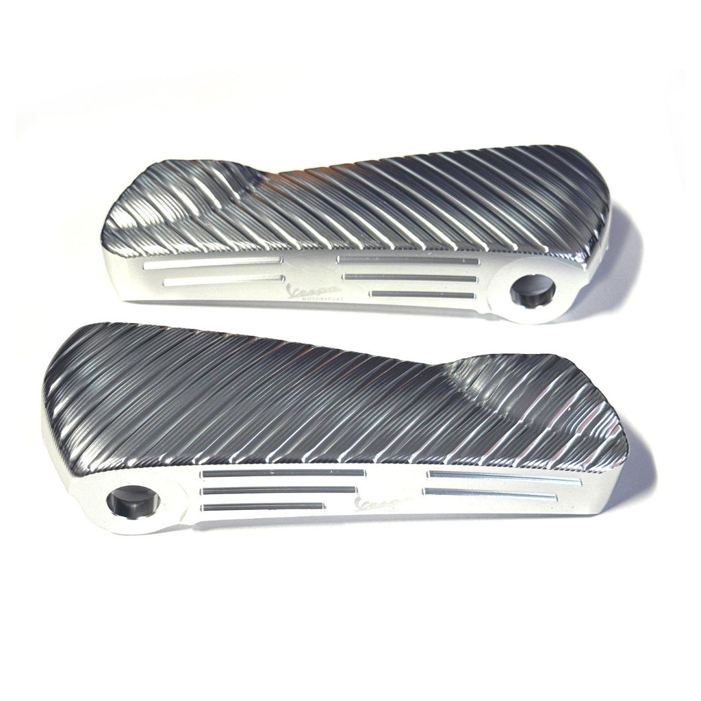 PAIR OF SILVER ANODIZE CNC VMS CUSTOM FOOT PEGS VESPA GT/GTS/SUPER/GTV/HPE