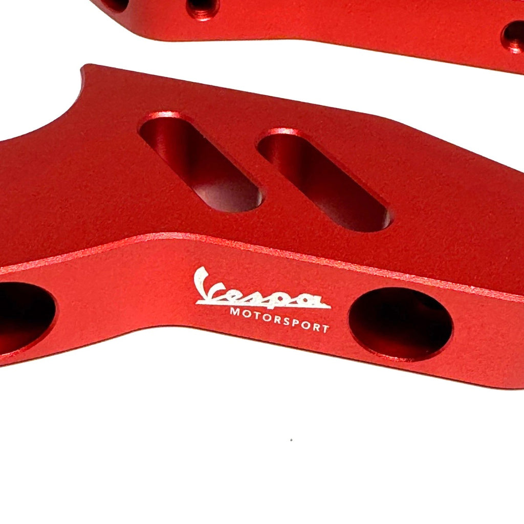 **RED ANODIZED** VESPA MOTORSPORT CNC MACHINED EXTENDER PASSENGER FOOTPEGS GT/GTS/SUPER/GTV HPE2 GTS310