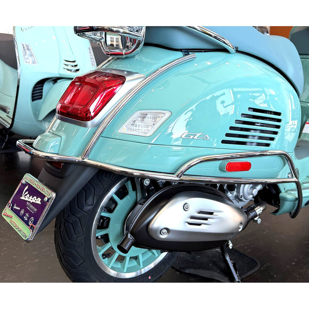 **CHROME** REAR CRASH BARS ORIGINAL PIAGGIO (1B010094) VESPA GTS HPE2 GTS310 2023-AND NEWER