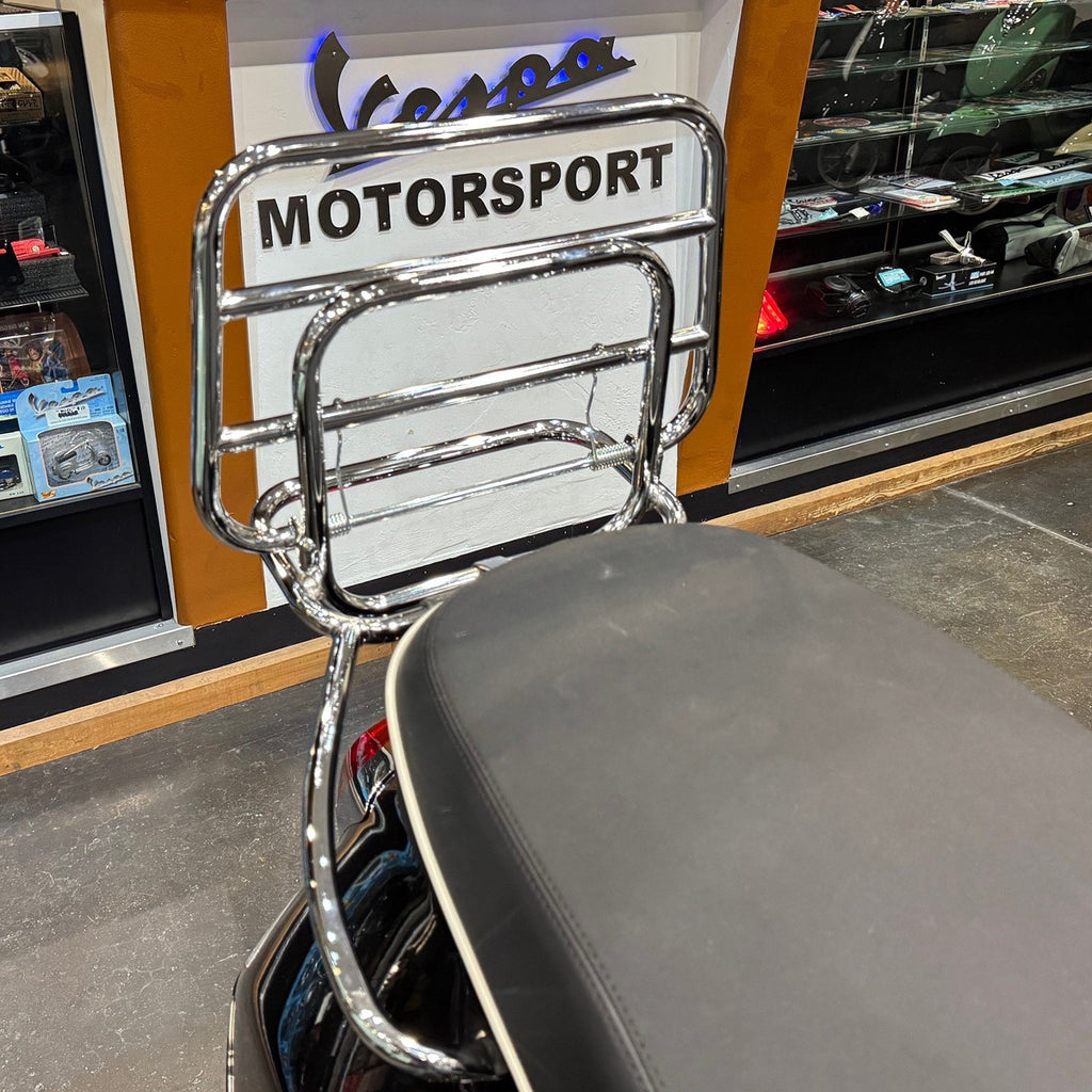 **CHROME CUPPINI** REAR FOLDING RACK W/GRAB RAIL VESPA GTS 250 300 HPE2 GTS310