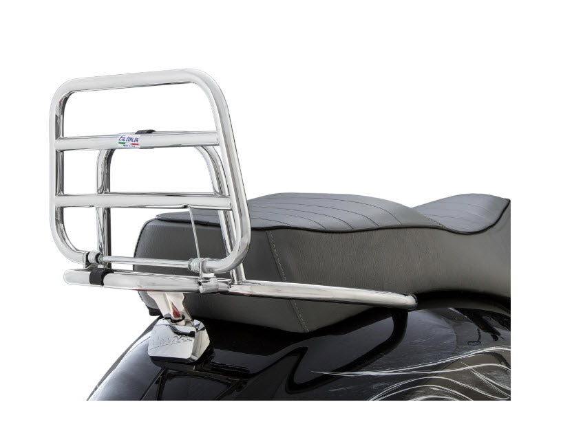 **CHROME** FA ITALIA REAR FOLDING RACK W/ GRAB RAIL VESPA GTS HPE HPE2 (623977)
