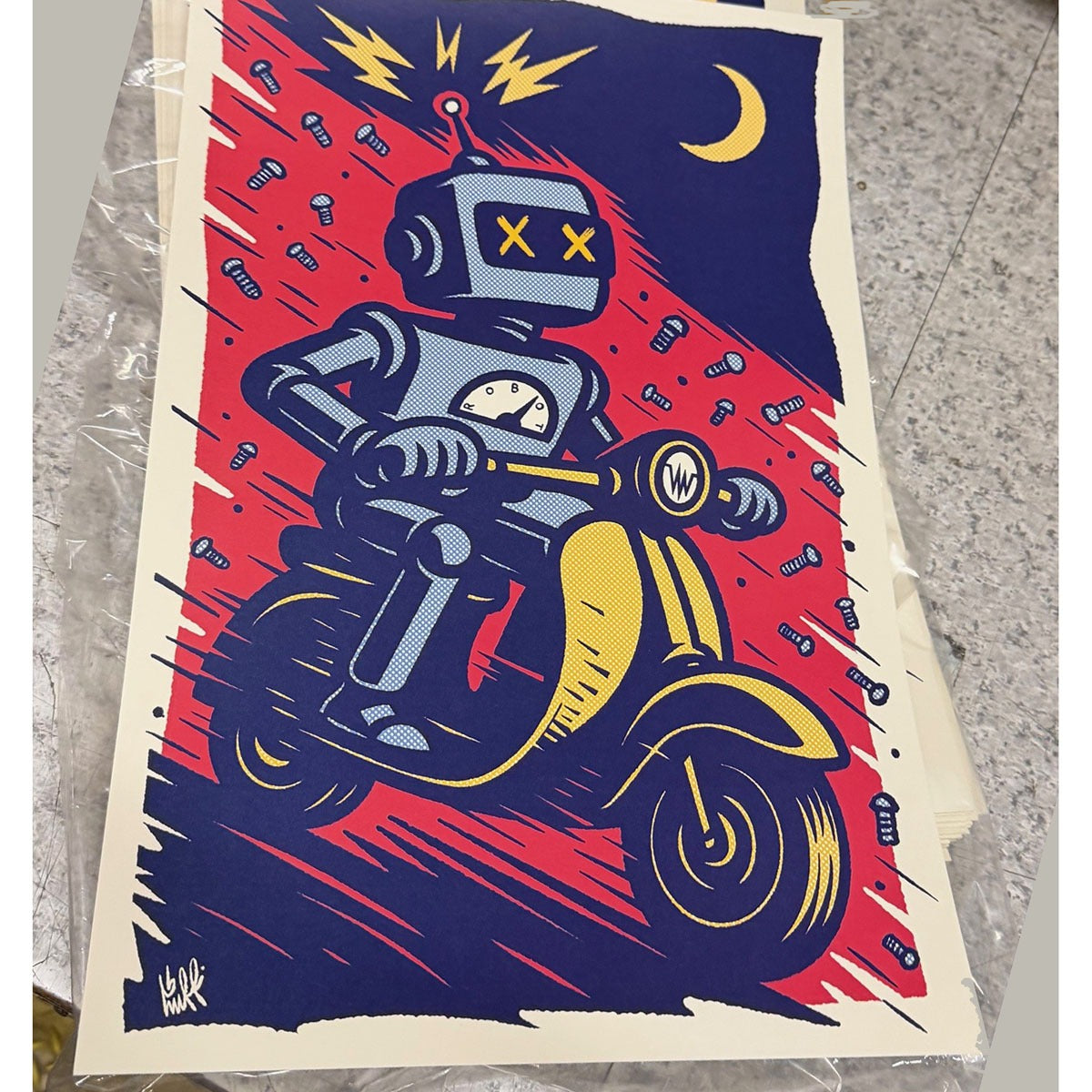 GLOVE BOX DOOR BAG "SPECIAL ROBOT GRAY EDITION" WITH LIMITED PRINT VESPA GTS GTS310 PRIMAVERA SPRINT *1 OF A 100*