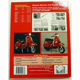 Haynes Service Manual for 1978-2009 Vespa P/PX 125-200