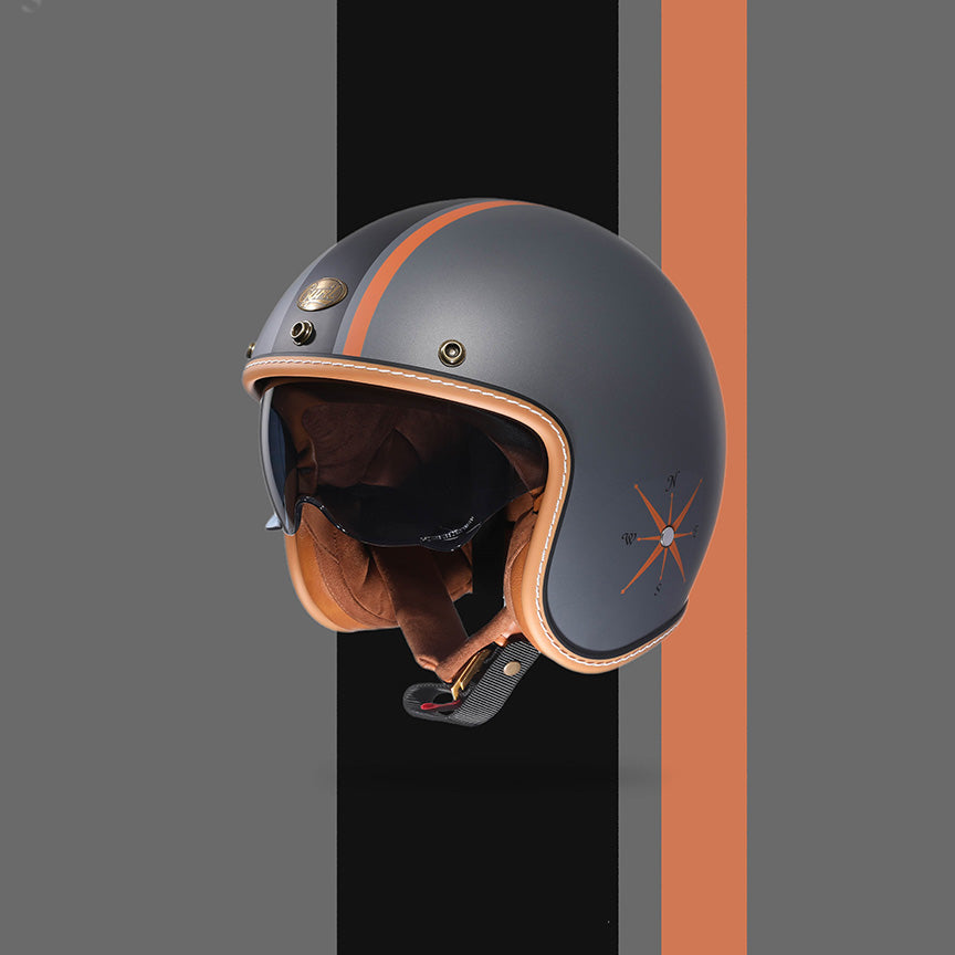 GRIGIO TRAVOLGENTE MATTE GRAY TITANIUM CYRIL 3/4 RETRO HELMET