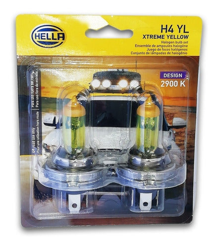 12 VOLT H4 60/55W *HELLA YELLOW SAFETY FOG* HALOGEN HEADLIGHT BULB (SOLD AS PAIR)