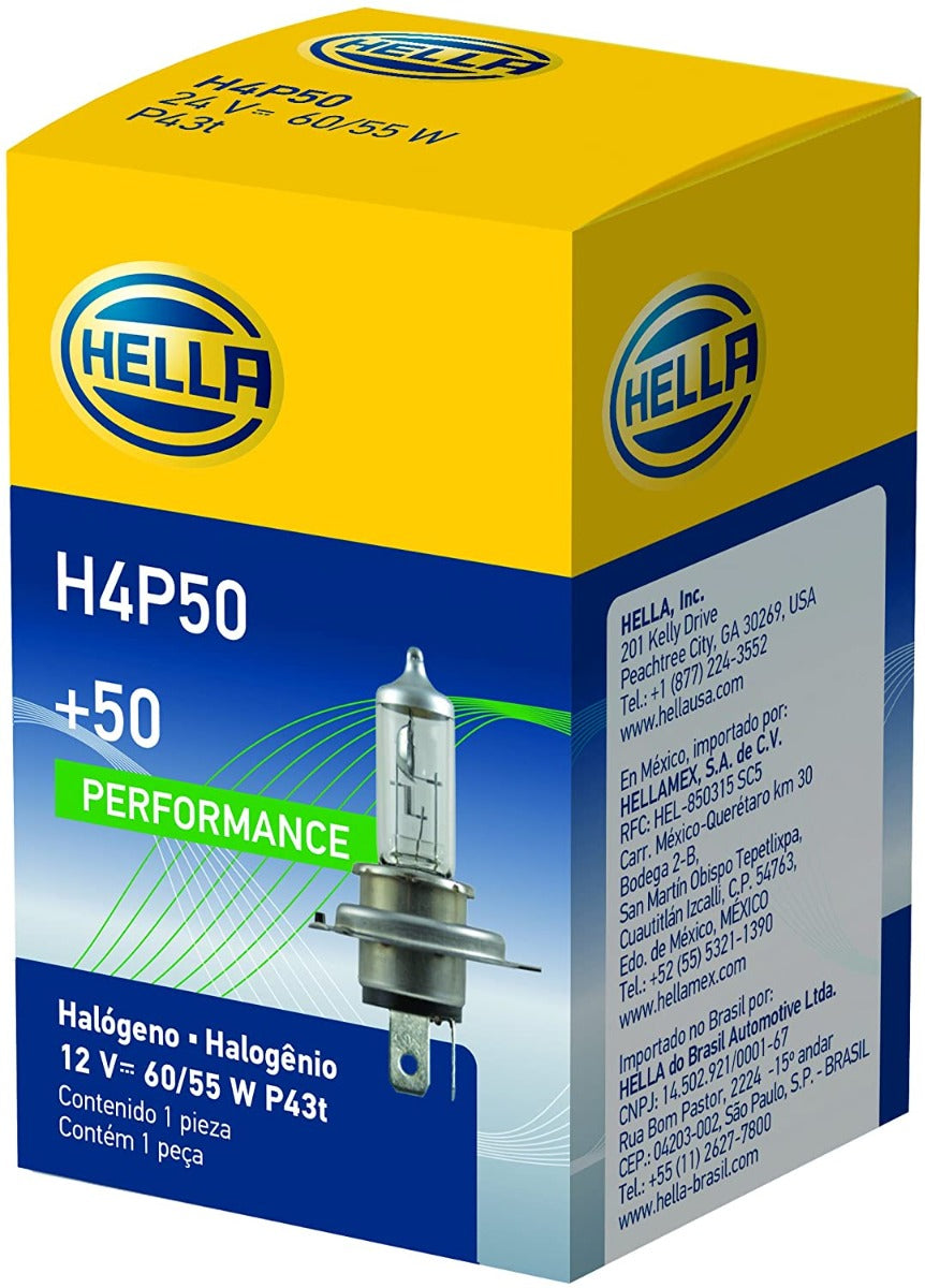 12 VOLT H4 60/55W *SUPER WHITE HELLA* HALOGEN HEADLIGHT BULB
