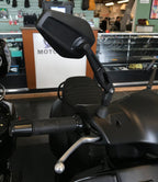 CUSTOM PAIR OF BLACK MIRRORS FOR MODERN VESPA GTS W/ SPECIAL ADAPTOR KIT FOR MOST VESPAS