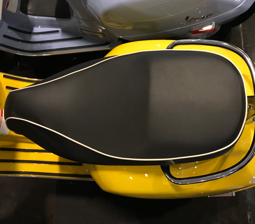COMPLETE SEAT HPE GTS SUPER 300 **PERFORATED BLACK W/WHITE PIPING** 2015-2020 (1B005781000C1) **CLOSEOUT**